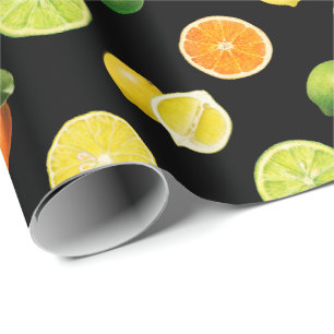 Papier Cadeau Motif de rafraîchissement géométrique des agrumes