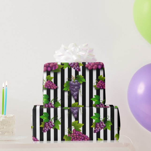 Papier Cadeau Motif de raisin noir violet (Cadeaux de fête)