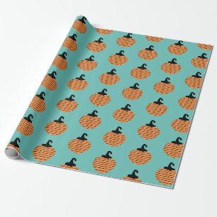 Papier Cadeau Motif de rayures géométriques de citrouille Hallow