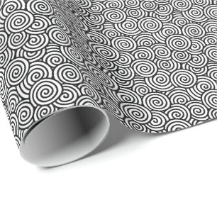Papier Cadeau Motif de remous de Japonais - blanc et noir