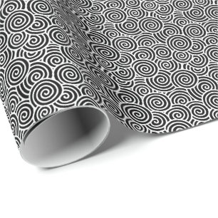 Papier Cadeau Motif de remous de Japonais - noir et blanc