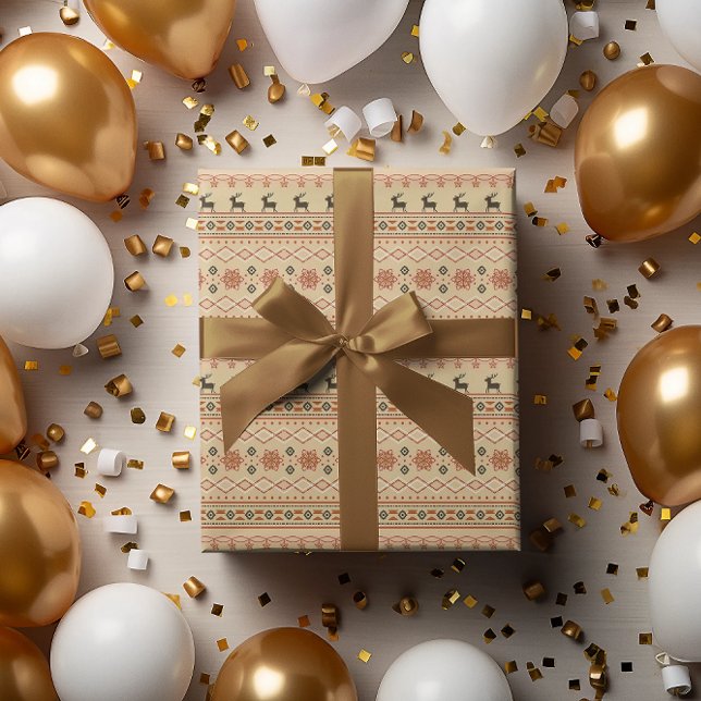 Papier Cadeau Motif de rennes de Noël (Créateur téléchargé)