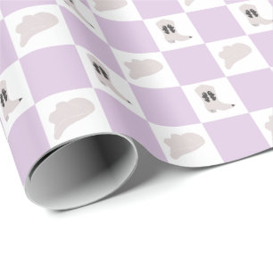 Papier Cadeau Motif de rodéo moderne Lilac À damiers Cowgirl