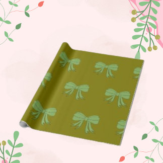 Papier Cadeau Motif de ruban vert minimaliste