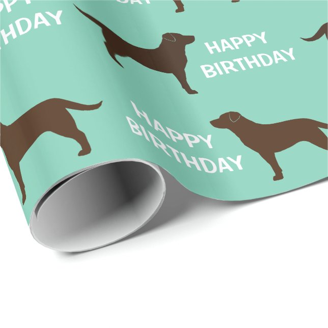 Papier Cadeau Motif de silhouettes de labrador retriever de (Coin rond)