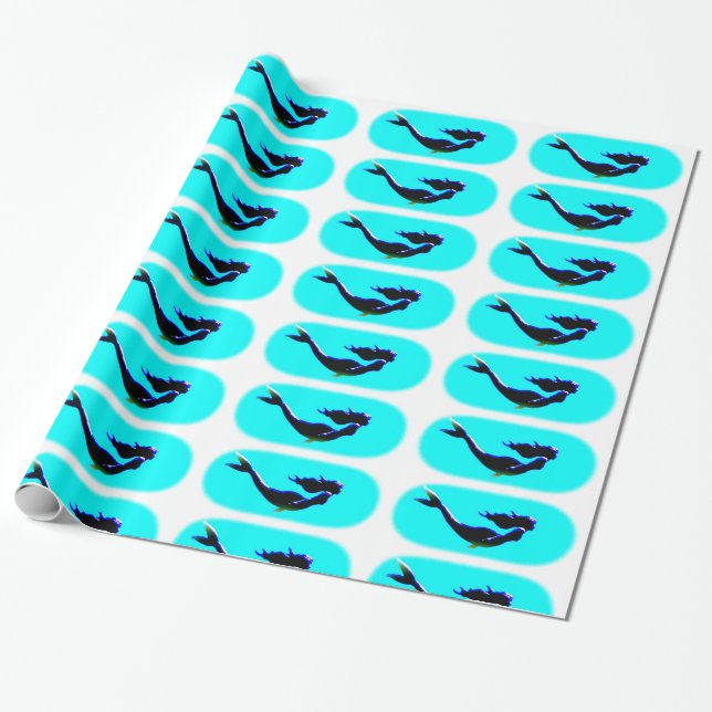 Papier Cadeau motif de sirènes sous-marines (Déroulé)