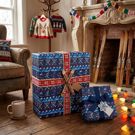 Papier Cadeau Motif de ski de Noël laid pour les Fêtes