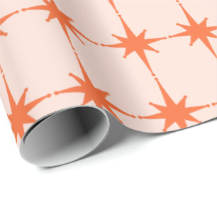Papier Cadeau Motif de Starburst de les années 50 Retro à Orange