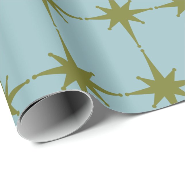 Papier Cadeau Motif de Starburst moderne rétro du milieu du sièc (Coin rond)