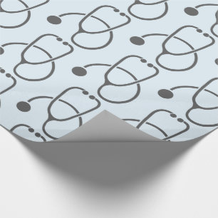Papier Cadeau Motif de stéthoscope gris élégant