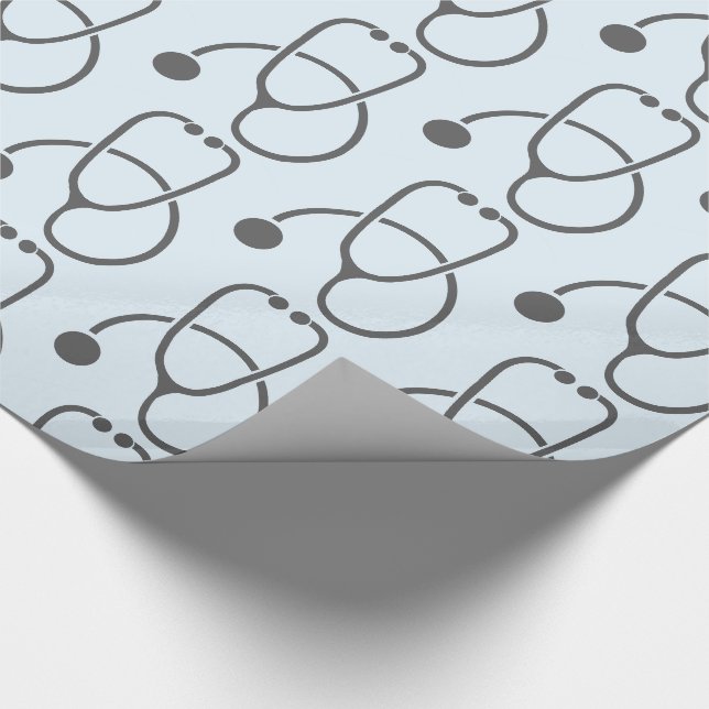 Papier Cadeau Motif de stéthoscope gris élégant (Coin)