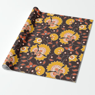 Papier Cadeau motif de style indien couleur fleurs sans soudure