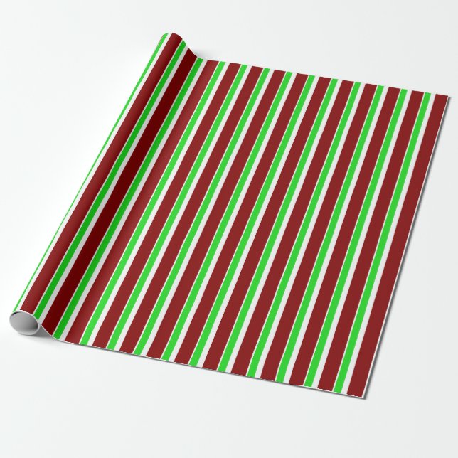 Papier Cadeau Motif de style Noël vert, blanc, rouge (Déroulé)
