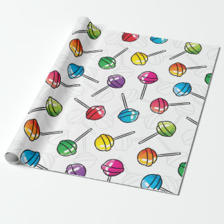 Papier Cadeau motif de sucettes colorées