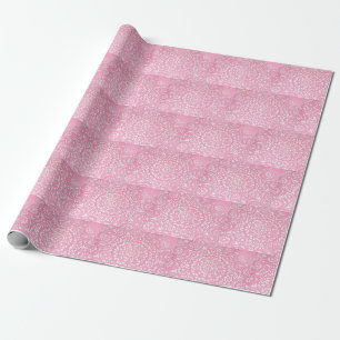 Papier Cadeau motif de sucre en poudre sur fond rose