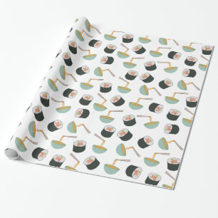 Papier Cadeau Motif de sushis et nouilles
