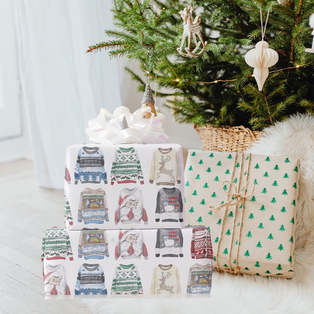 Papier Cadeau Motif de Sweaters moches de Noël d'hiver (Créateur téléchargé)