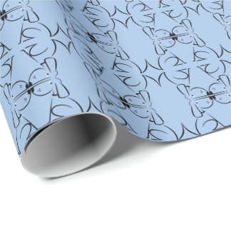 Papier Cadeau Motif de symétrie bleue minimale | Animal abstrait