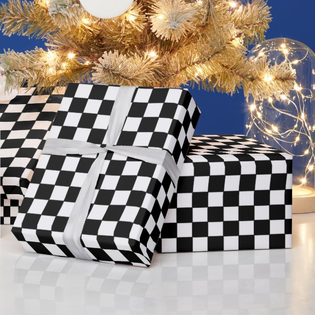 Papier Cadeau Motif de tableau de bord noir et blanc (Vacances)
