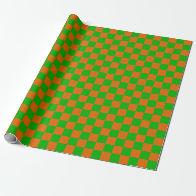 Papier Cadeau Motif de tableau de bord vert et orange (Déroulé)