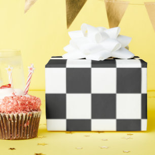 Papier Cadeau Motif de tableau de contrôle blanc noir