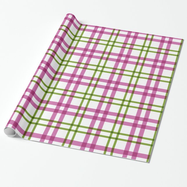 Papier Cadeau Motif de tarte rose et vert (Déroulé)