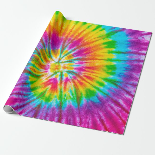 Papier Cadeau motif de teinture à cravate colorée pivoter arrièr (Déroulé)