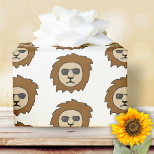 Papier Cadeau Motif de tête de lion cool pour enfants animal