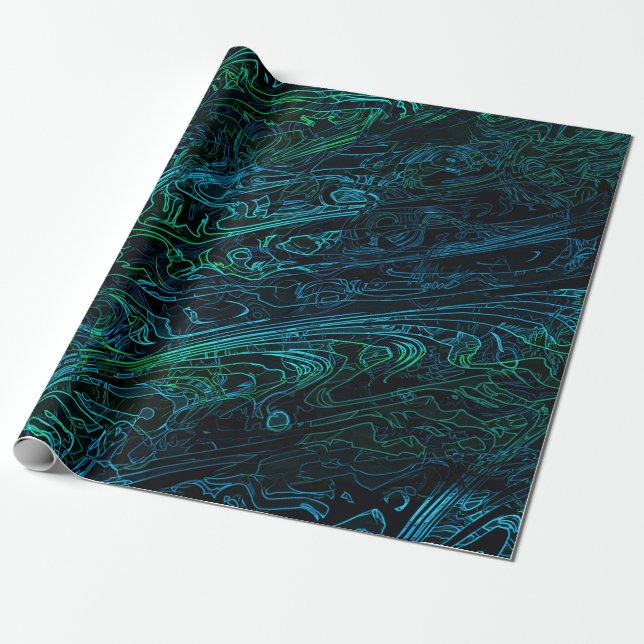 Papier Cadeau Motif de texture en camouflage noir de Neon (Déroulé)