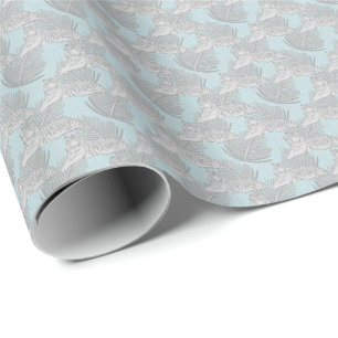 Papier Cadeau Motif de Tigre de la Jungle Bleue