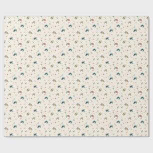 Papier Cadeau Motif de tortue marine à l'aquarelle Fleur florale
