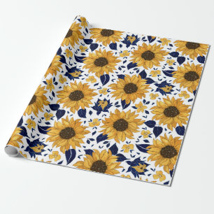 Papier Cadeau Motif de tournesol aquarelle