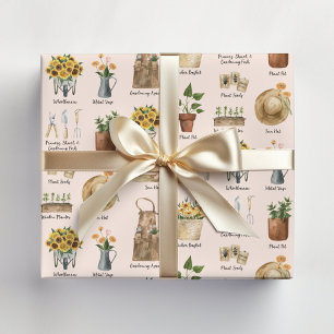 Papier Cadeau Motif de tournesol aquarelle essentiel pour le jar