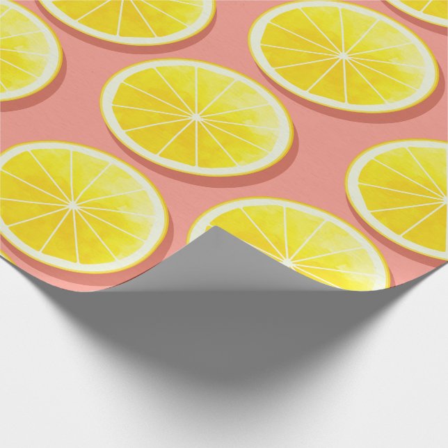 Papier Cadeau Motif de tranches de citron d'été (Coin)