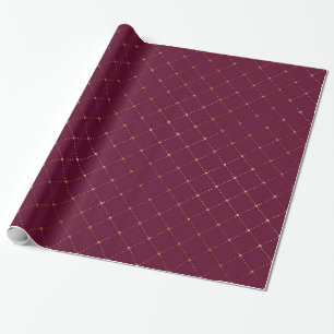 Papier Cadeau Motif de treillis bourguignonne et or