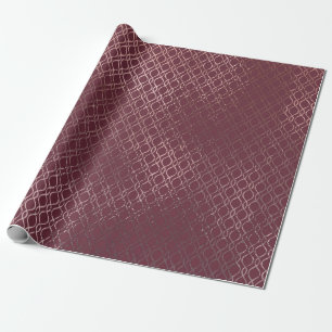 Papier Cadeau Motif de treillis rose Gold Interwoven en Bourgogn