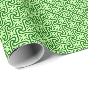 Papier Cadeau Motif de tuiles égyptiennes, émeraude et vert citr