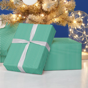 Papier Cadeau Motif de vacances classique rayure de Noël vert