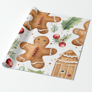 Papier Cadeau Motif de vacances en pain d'épices