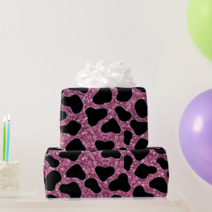 Papier Cadeau Motif de vache à Parties scintillant violette