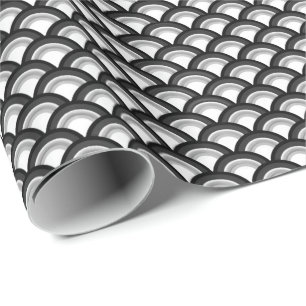 Papier Cadeau Motif de vague d'art déco - noir et blanc