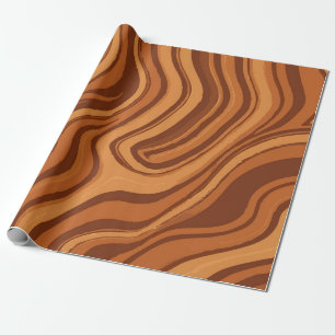 Papier Cadeau Motif de vagues abstraites brun terne bicolore
