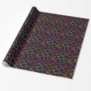 Papier Cadeau Motif de Valentine avec des coeurs de couleur