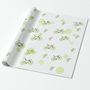 Papier Cadeau motif de vélos citron vert
