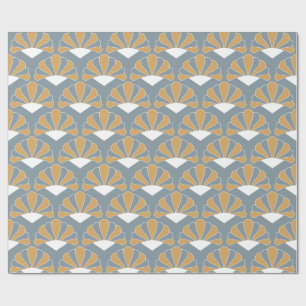 Papier Cadeau Motif de ventilateur Gold et Silver Blue Art Déco
