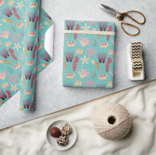 Papier Cadeau Motif de vie sous-marine coloré