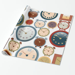 Papier Cadeau Motif de vieilles horloges vintage
