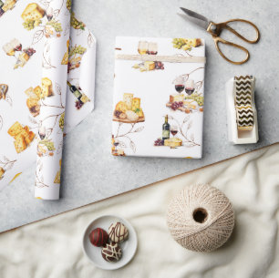 Papier Cadeau Motif de vin aquarelle