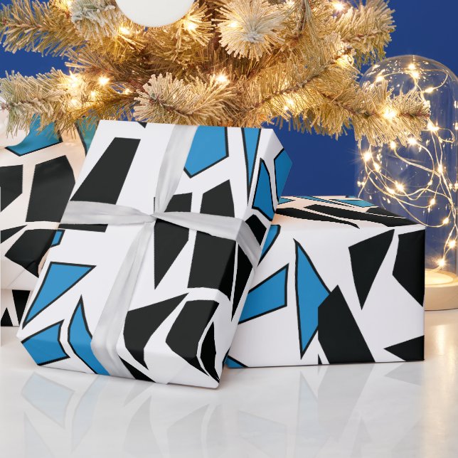 Papier Cadeau Motif de vitrail teinté bleu noir (Vacances)