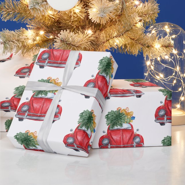 Papier Cadeau Motif de voiture de Noël (Vacances)